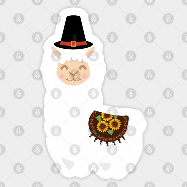 Cute Thanksgiving Llama Sticker by HolidayBug